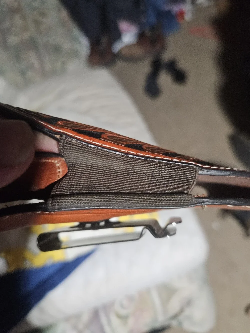 Western Style Tooled Leather Phone Holster Estate Item